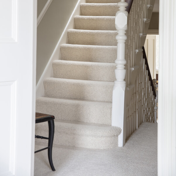 Alternative Flooring at Home with Louise Roe and her chunky Wool Pebble undyed wool stair carpet