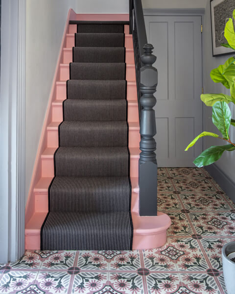 Alternative at Home with The Pink House, Emily Murray, Wool Iconic Striped bespoke whipped stair runner